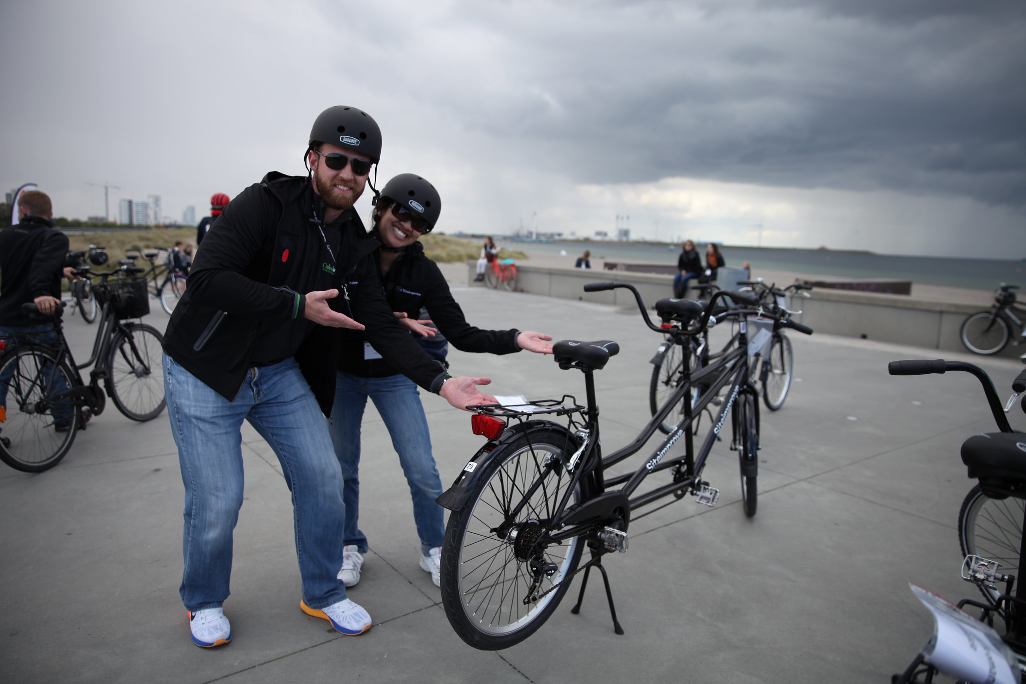Siteimprove GAAD 2015 event on a beach, with tandem bikes