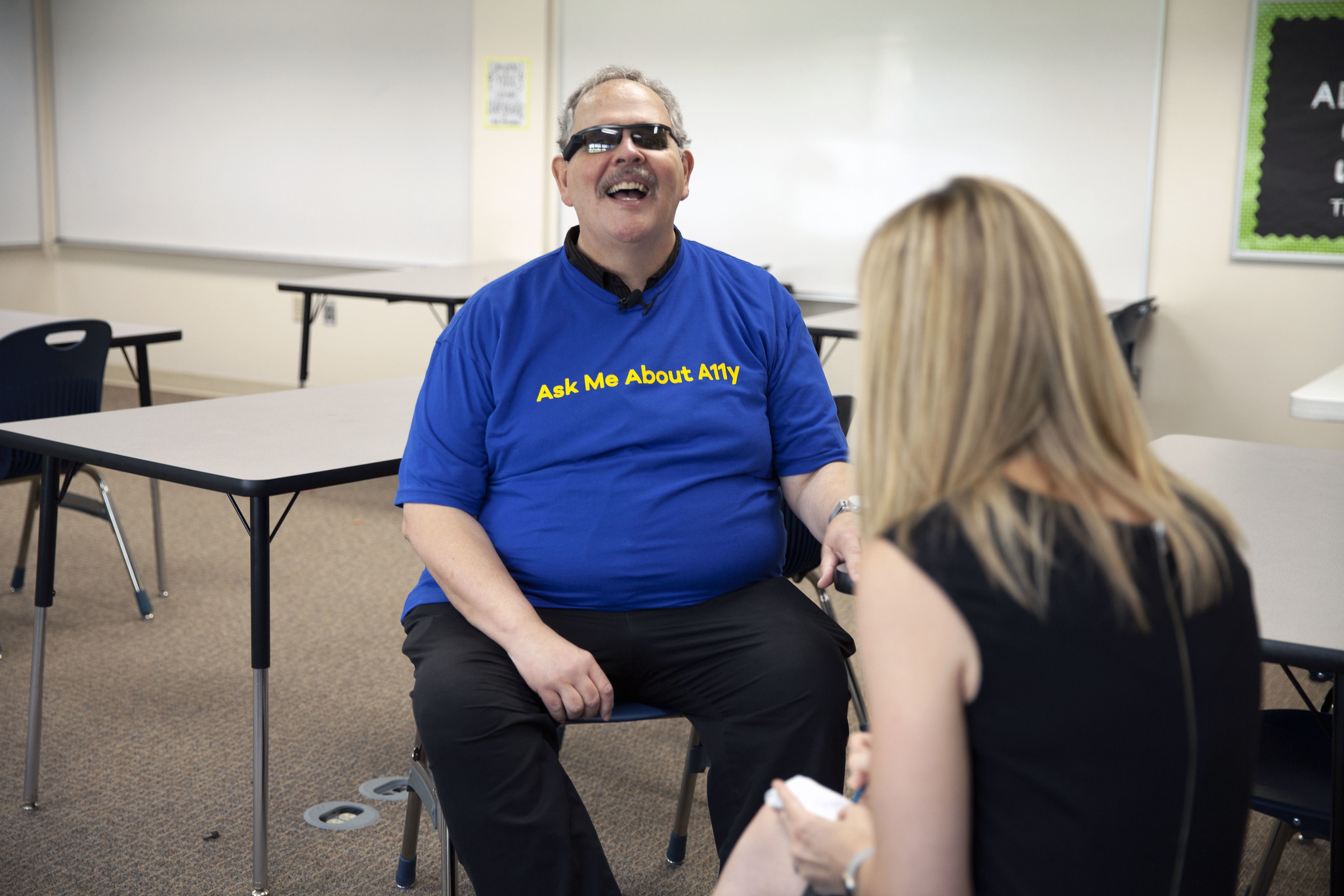 Keith being interviewed by the TV news about GAAD 2018