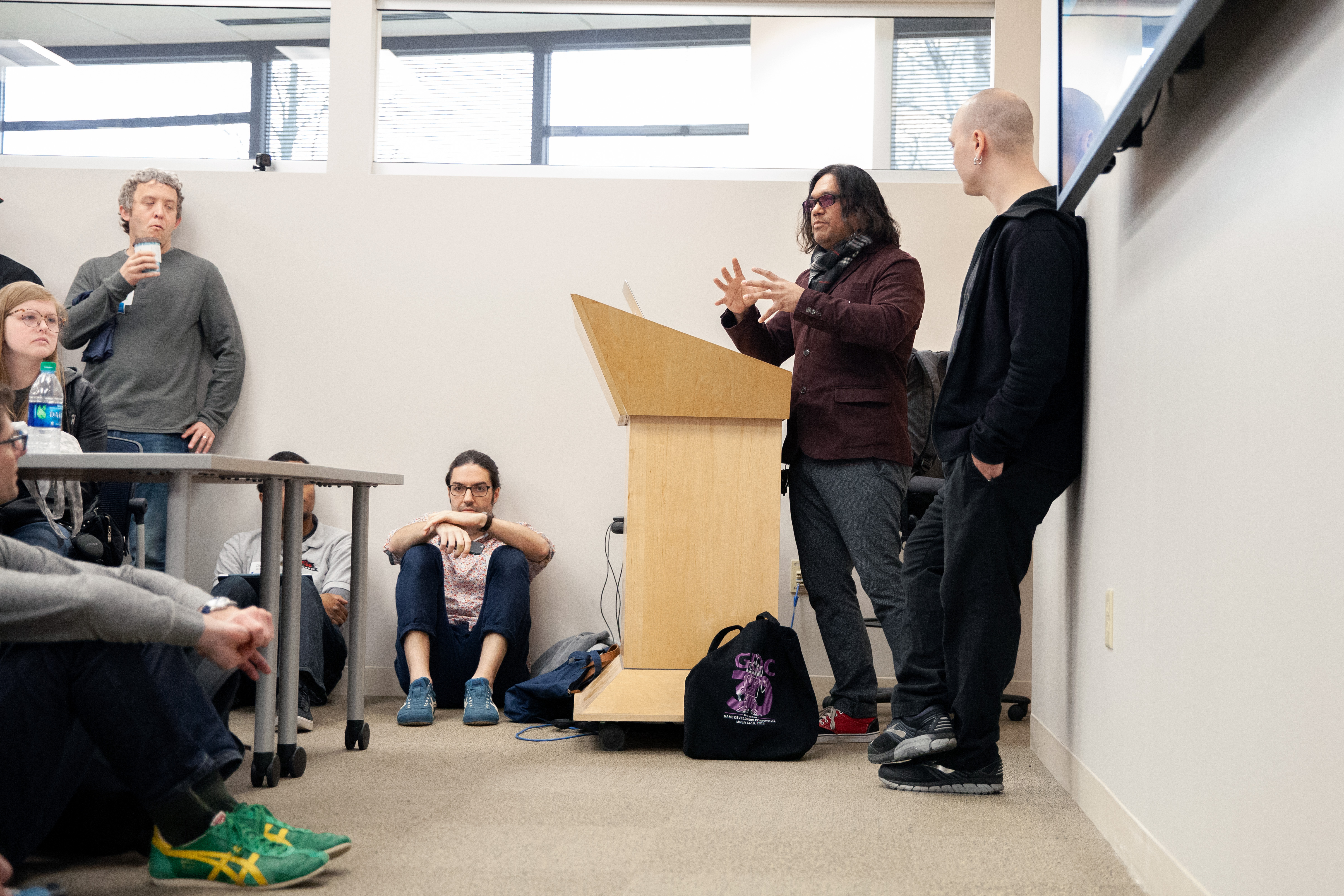 Dev presenting at Minnebar's Indie Game Development Microtalks